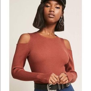 Knit Cold Shoulder Ribbed Bodysuit
